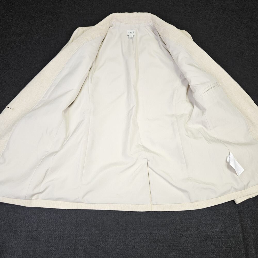 J.Crew Linen Cotton Holland Blazer Womens 4 Crosshatch Beige Career Jacket AL221 - Picture 11 of 16
